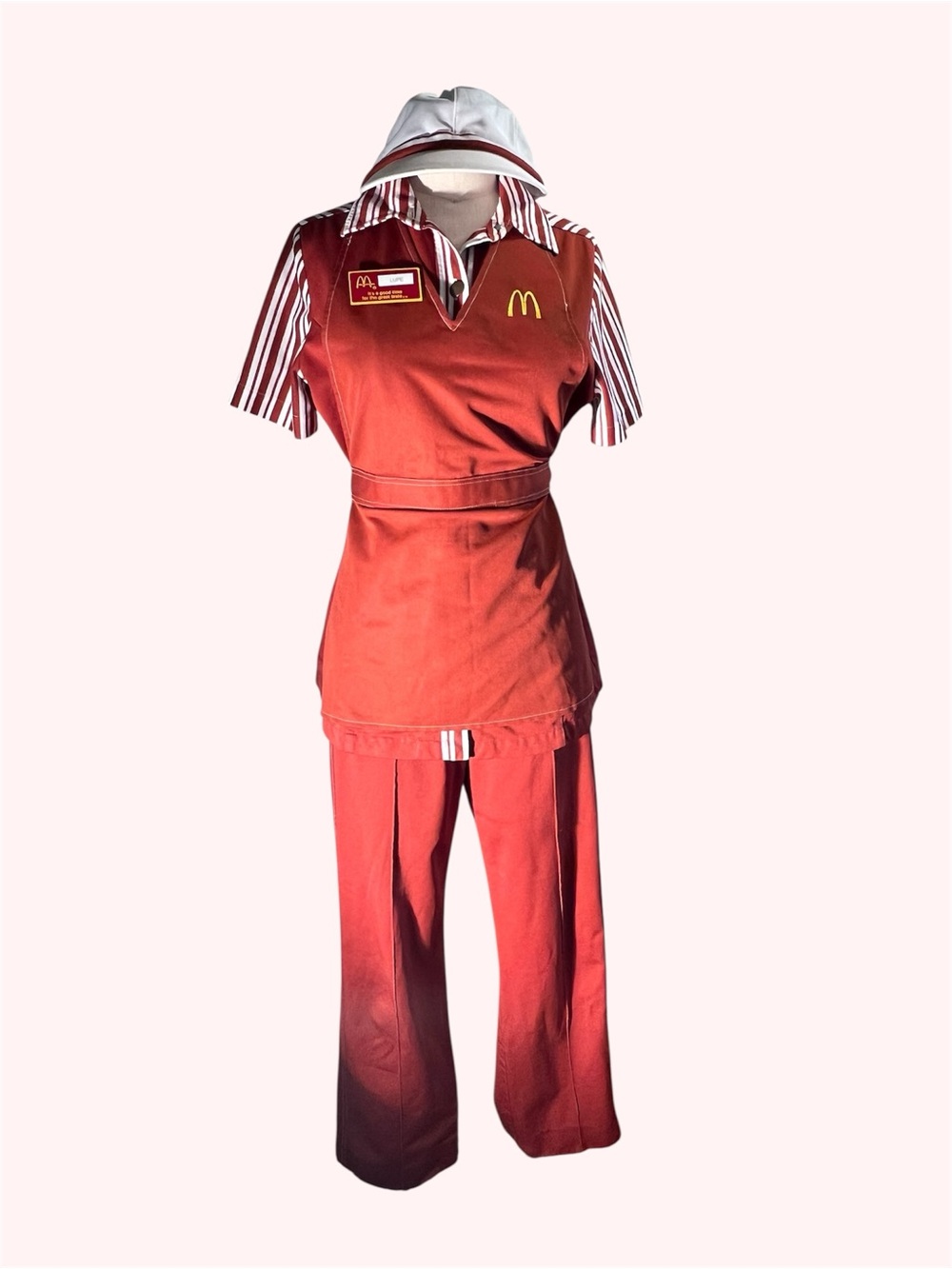 McDonald's 1980’s Vintage Women’s 5 Piece set Striped Rust Uniform #0740